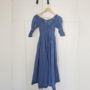 Doen ISCHIA Blue Plaid Midi Dress